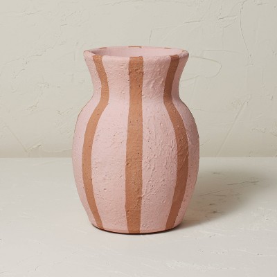 9.25" x 6.75" Striped Terracotta Vase Pink - Opalhouse™ designed with Jungalow™