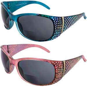 2 Pairs of Global Vision Eyewear Galaxy Women's Motorcycle Glasses with +2.0 Bifocal Smoke, Smoke Lenses - 1 of 4