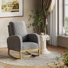 Nursery Rocking Chair, Comfy Upholstered Glider Rocker Armchair with High Back and Side Pocket for Living Room Bedroom - 2 of 4