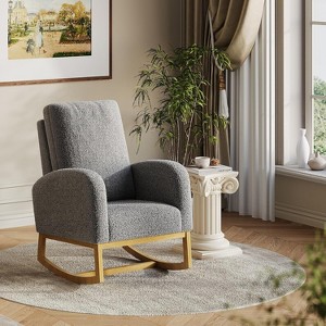 Modern Upholstered Glider and Ottoman Set, High Back Nursery Rocking Chair with Pocket for Living Room, Bedroom - 1 of 4