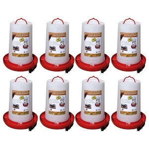 Farm Innovators 3 Gallon Thermostatically Controlled Heated Plastic Outdoor Year Round Hanging Water Fountain for Poultry Watering, Red (8 Pack) - 1 of 4