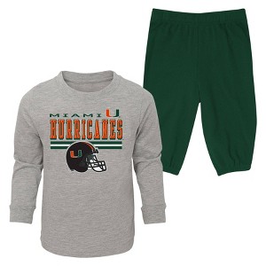 NCAA Miami Hurricanes Toddler Boys' 2pc Long Sleeve T-Shirt & Pants Set - 1 of 3