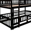 Bunk Bed with Slide,Twin Over Twin Low Bunk Bed with Fence and Ladder for  Kids Teens White - 3 of 4