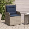 vidaXL - Reclining Patio Chairs Set - Grey Poly Rattan & Navy Cushions - Adjustable Backrest Armchairs for Garden/Deck/Outdoor Lounging - 2 of 4