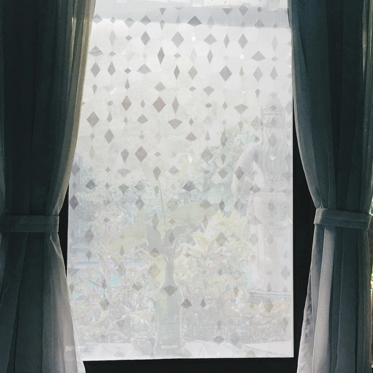 Unique Bargains Gemstones Pattern Window Privacy Film 78.74"L x 17.72"W Clear 1 Pc