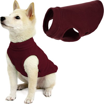 Gooby Stretch Fleece Vest, Pullover Fleece Vest Jacket Sweater for Dogs, Burgundy, Medium