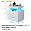 Fredees LED Nightstand with USB & Wireless Charging, Auto Sensor RGB Lights, 2 Drawers, Contemporary White Bedside Table for Bedroom Furniture - 2 of 4