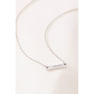 Tiny Tags Silver Plated Mama Bar Chain Necklace - Silver