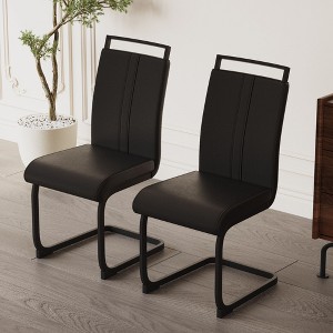 CENGHU Modern Dining Chairs Set of 4, Upholstered PU Faux Leather Side Chair with C-shaped Tube Plating Black Metal Legs, Guest Office Chair - 1 of 4