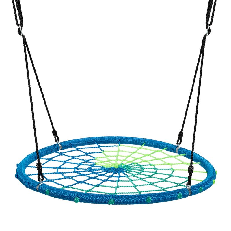 Costway 40'' Spider Web Tree Swing Kids Outdoor Play Set w/ Adjustable Ropes Gift Orange\Blue\Green, 1 of 11