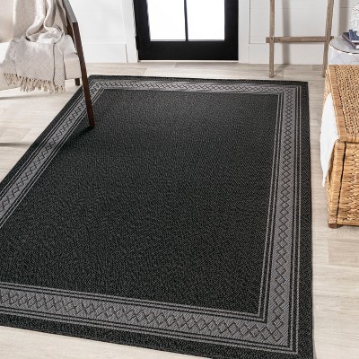 Modern Diamond Geo Black/Gray 8'x10' Reversible Indoor/Outdoor Rug