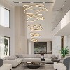 BAOURE 8-Rings D35.4’’ Modern LED Chandelier Black Dimmable High Ceiling Chandeliers Foyer with Remote Control for Staircase Entryway Living Room - 3 of 4