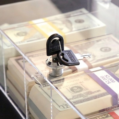 Clear Acrylic 5-Compartment Currency Tray with Locking Cover