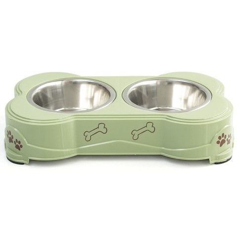 Silicone Pet Mat + Stainless Steel Double Diner - 3.5 Cups - Boots