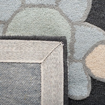 Charcoal and Ivory Floral Hand-Tufted Wool Kids Rug