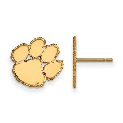 Black Bow Jewelry 14k Yellow Gold Clemson Tigers NCAA Post Earrings