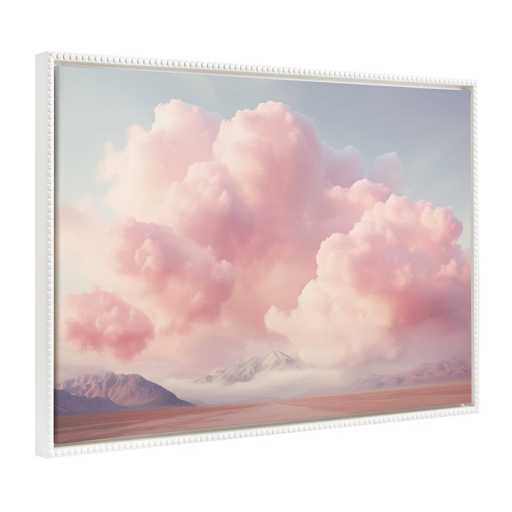 Photos - Other Decoration Kate & Laurel All Things Decor 31.5"x41.5" Sylvie Beaded Vintage Pink Cotton Candy Clouds Mountain Framed Art by The Creativ