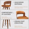 26" Counter Height Bar Stools, Mid Century Bar Stool with Solid Back, Barstools with Walnut Finish and Faux Leather Seat, 360-degree Swivel Bar Stools - 4 of 4
