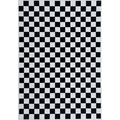 Rug Branch Kids Metro Checkered Noir Black Indoor Soft Area Rug - 4' x 6'