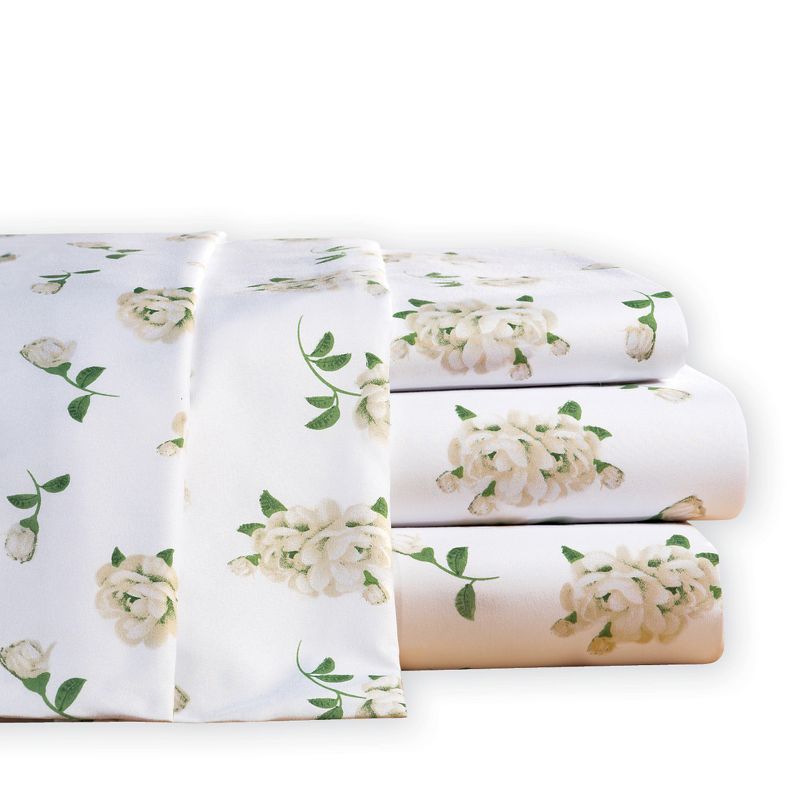 Collections Etc Magnolia Blossom Floral Microfiber Bed Sheet Set, 1 of 4