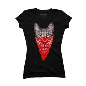 Junior's Design By Humans Gangster Cat By clingcling T-Shirt - 1 of 3