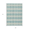 Teal Blue And Ivory Geometric Washable Indoor Outdoor Area Rug - 3 of 4