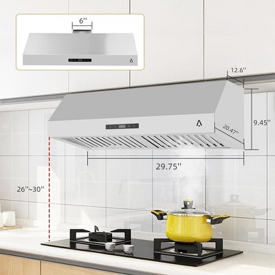 30 Inch Stainless Steel Under Cabinet Range Hood with Touch Control