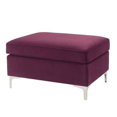 Jaszira Luxurious Burgundy Velvet Tufted Ottoman