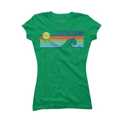 Junior's Design By Humans California Retro Sunset By LuckyU T-Shirt