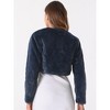 Allegra K Women's Cropped Open Front Collarless Faux Fur Jacket - 3 of 4