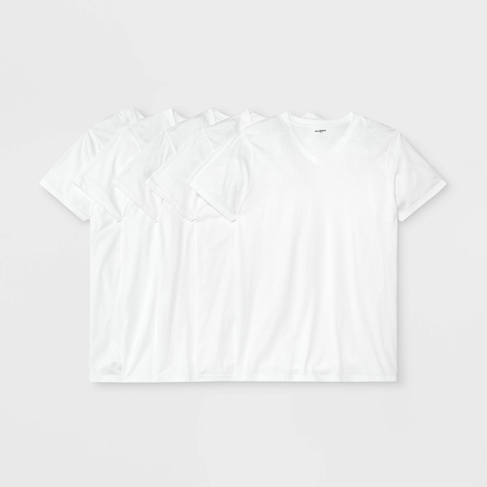 pack 5 Men's 4+1 Bonus Pack Short Sleeve V-Neck Undershirt - Goodfellow & Co™ White XL