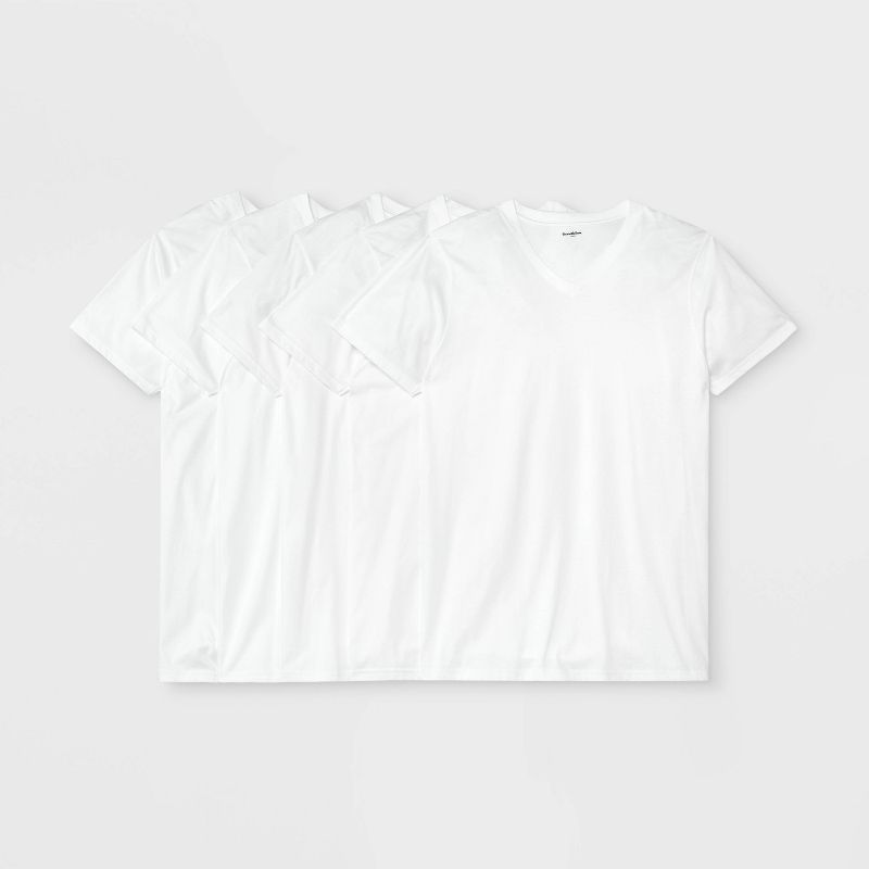 Men's 4+1 Bonus Pack Short Sleeve V Neck Undershirt - Goodfellow & Co™ White, 1 of 4