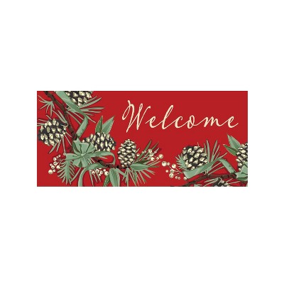 Evergreen Winter Pine Welcome Sassafras Indoor Outdoor Switch Doormat 1'10"x10" Multicolored