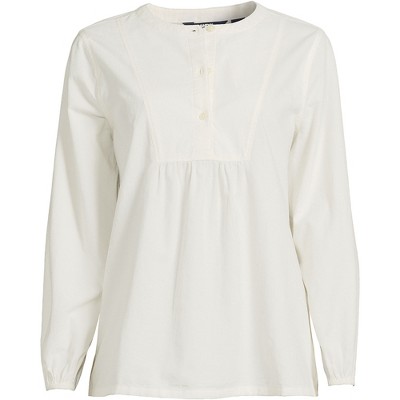 Lands' End Women's Pinwale Cord Bib Front Popover Shirt - Medium - Ivory