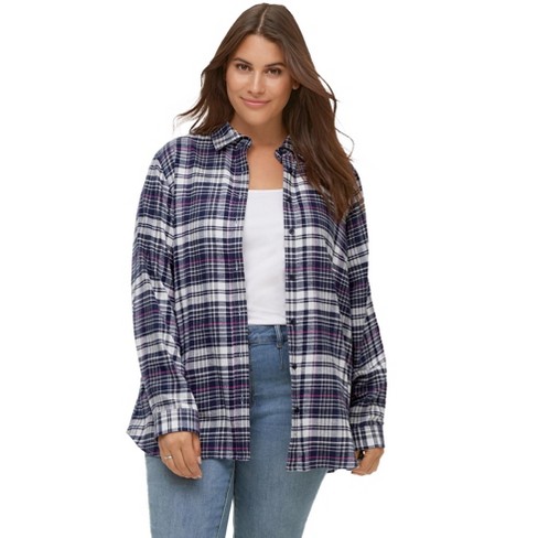 Plus Size Plaid Flannel Shirt