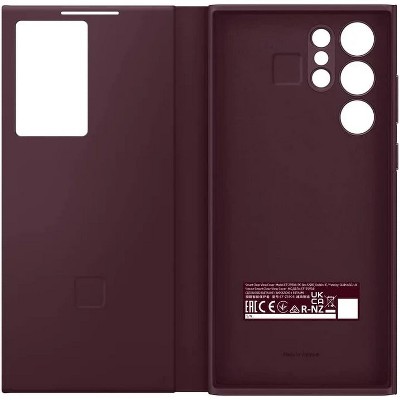 Samsung Galaxy S22 Ultra S-View Flip Cover, Protective Phone Case, Tap Control, Cutting Edge Design, US Version, Burgundy