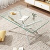 Lyngins 39.37" Rectangular Coffee Table with Tempered Glass Top & Metal Legs, 220lbs Capacity, Adjustable Feet, Ideal Center Table & Living Room Table - 2 of 4