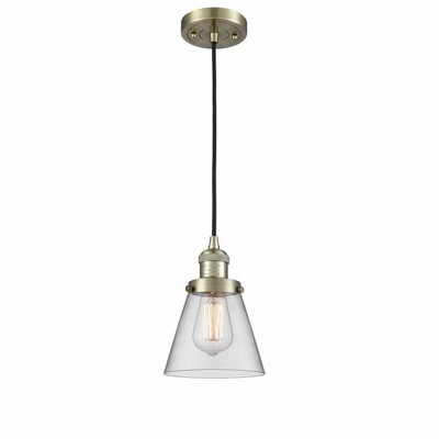 Cone - 1 Light Cord Hung Mini Pendant In Industrial Style-8 Inches Tall and 6 Inches Wide