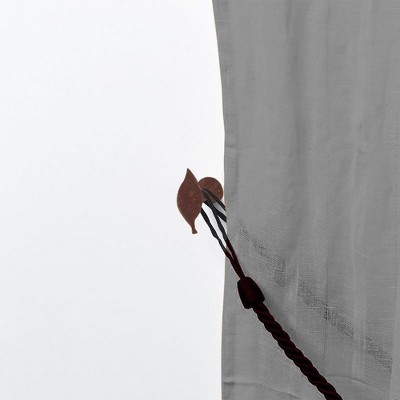 Rust and Gold Leaf Metal Curtain Tieback Hooks - Set of 2