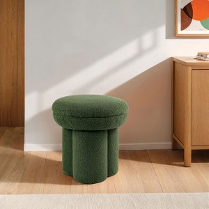 PAGED Accent Ottoman Mushroom-Shape Vanity Stool Upholstered Foot Stool with Shearling Teddy‑Like Fabric for Entryway, Bedroom - 1 of 4