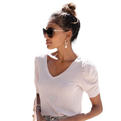Women's Ruched Sleeve Knitted Top - LASCANA