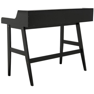 Industrial Mid-Century Matte Black Writing Desk with Shelves