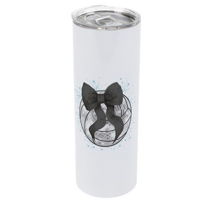 Elanze Designs 20 Ounce Stainless Steel On the Go Travel Tumbler With Push Top Lid, Volleyball Teal Paint Splatter