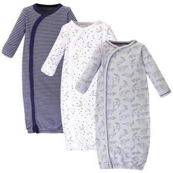 Touched by Nature Baby Boy Organic Cotton Side-Closure Snap Long-Sleeve Gowns 3pk, Constellation