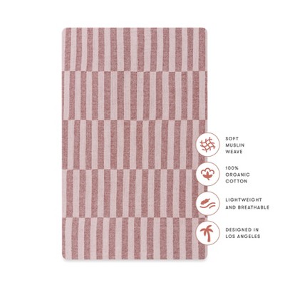 Maroon Stripe Organic Cotton Baby Bassinet Sheet