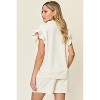 I am a Fashion junky Double Take Full Size Texture Flounce Sleeve Top and Drawstring Shorts Set - 4 of 4