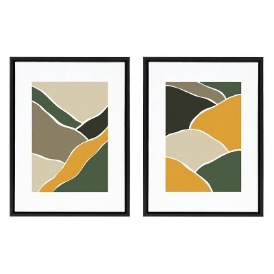 18" x 24" (Set of 2) Sylvie Fields of Sun by Maja Mitrovic of Makes My Day Happy Framed Wall Canvas Black - Kate & Laurel All Things Decor