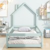 ALEXOUN Twin Size Pine Wood Grounded Bed with House-Shaped Headboard and Safety Guardrails for Kids Teens,No Box Spring Needed - 4 of 4