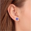 Pompeii3 3ct Pave Halo Amethyst Studs 14K White Gold - 4 of 4