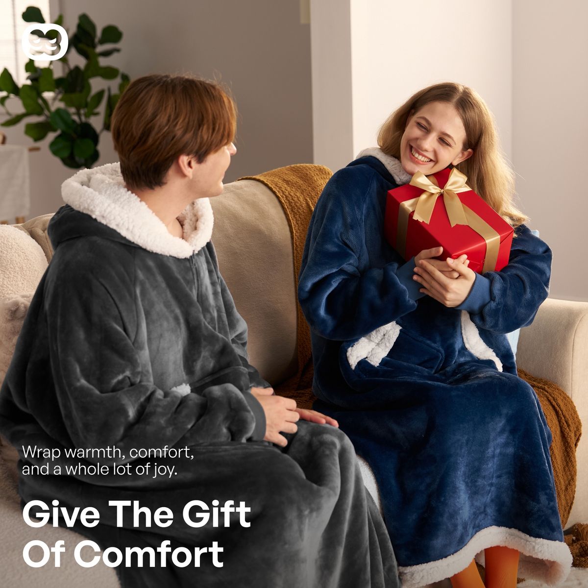 Joyfy Long Wearable Blanket Hoodie for Women Men Gifts for Mom Fleece Hooded Blanket Sweatshirt Cozy Throw with Pocket & Sleeves for Adult Oversize - thumbnail 8